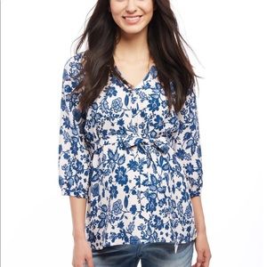 Button detail maternity blouse